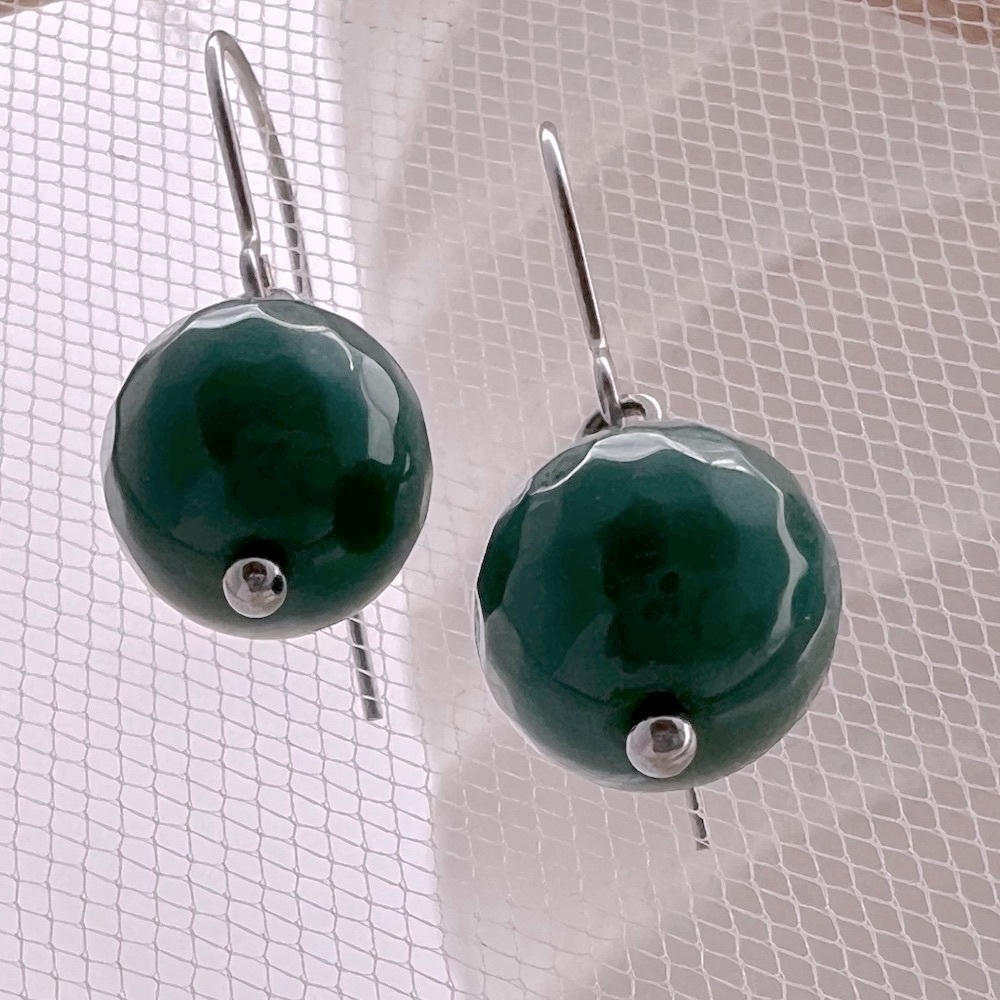 FOREST Green Agate Stainless Steel Drop Earrings - Picture 4 of 13